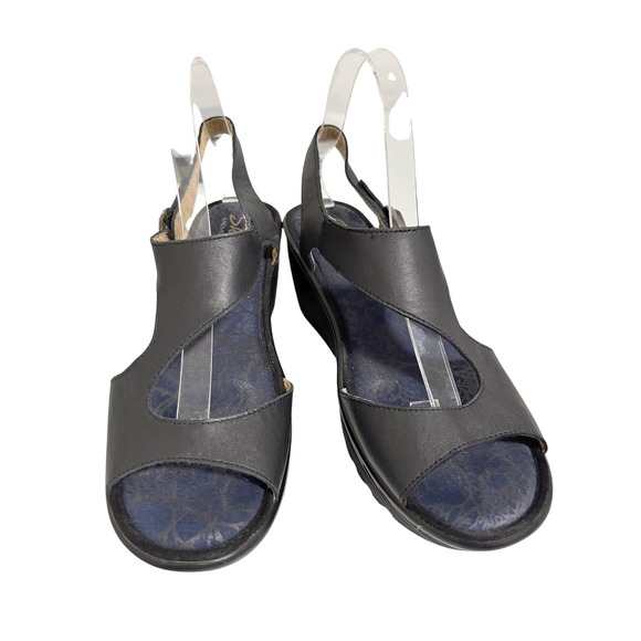 Skechers Parallel Trapezoid Womens Black Wedge Sandals Memory Foam 38435 BLK